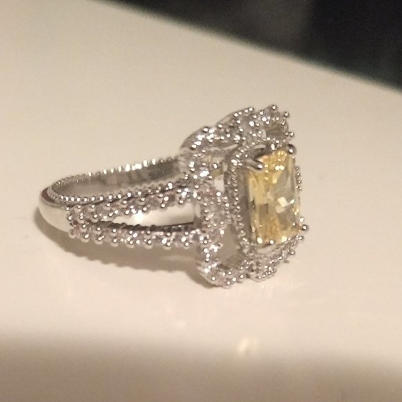14k WG/Silver Victorian Citrine Topaz Fancy Ring 8 - Picture 12 of 13
